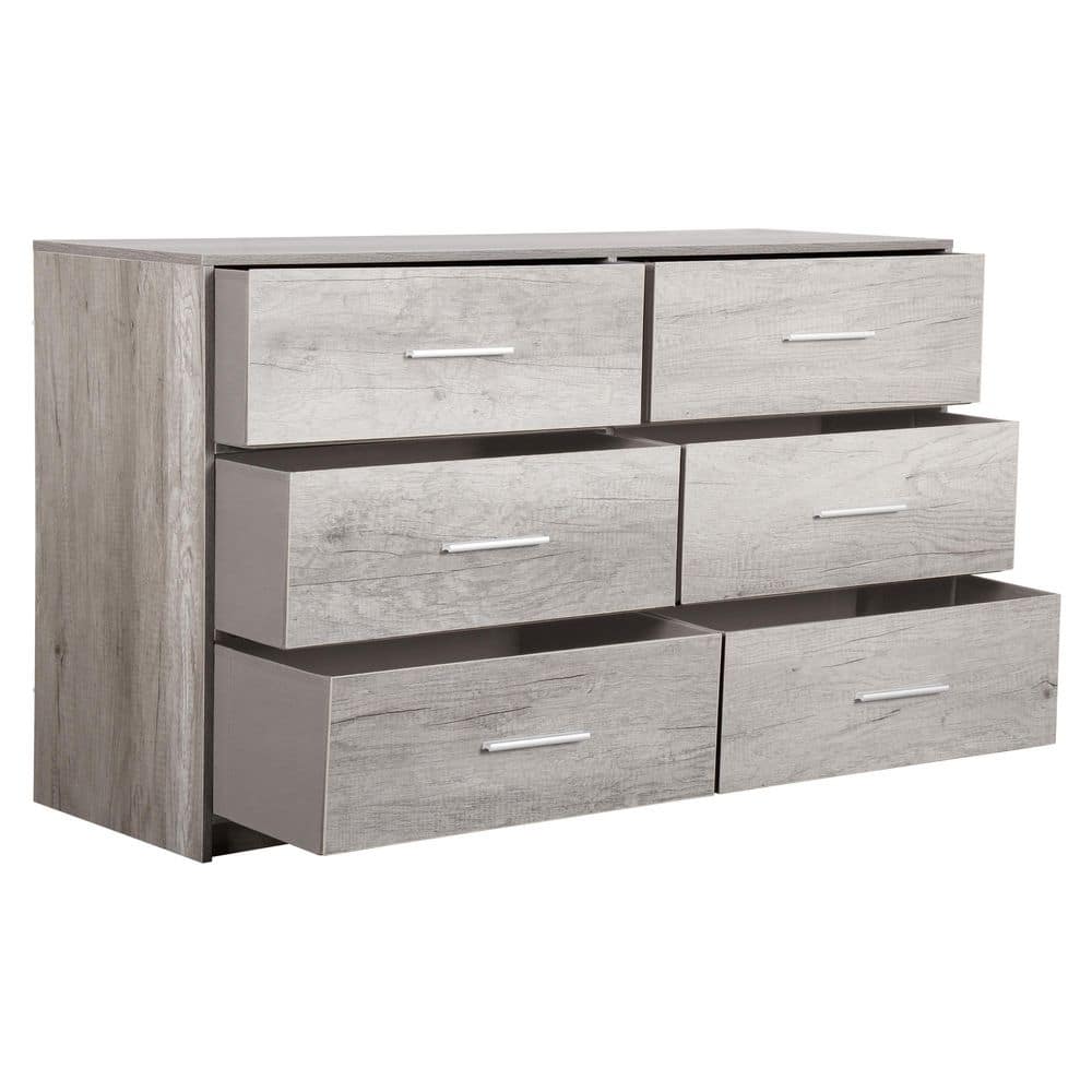 Grey 6-Drawer 44.5 in. Wide Dresser - thumbnail 2