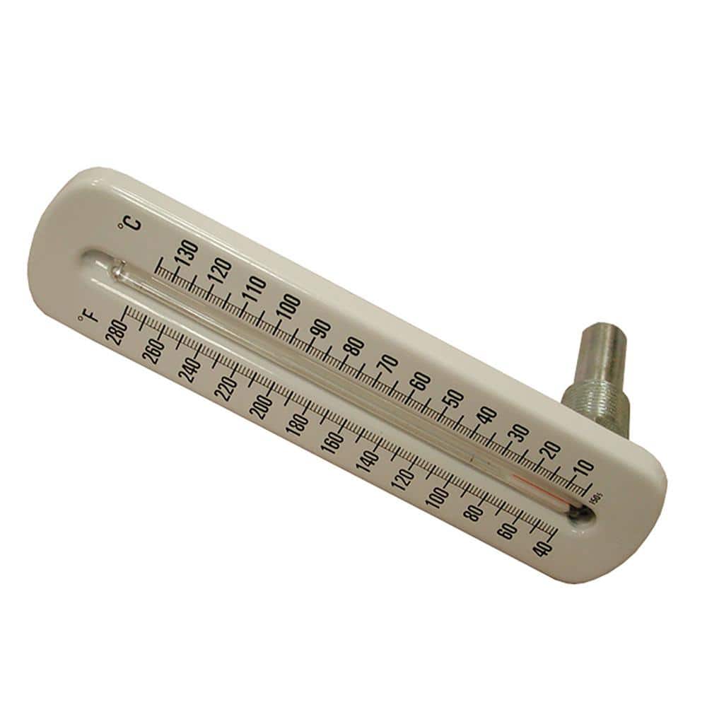 Hot Water Thermometer Liquid 2.5'' Aluminum 8'' 40 / 280 F / C 1 / 2'' NPT  Lower Back