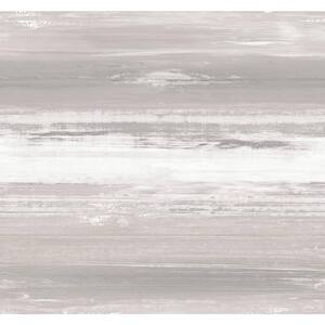 60.75 sq. ft. Metallic Grey Haze Horizontal Watercolor Paper Unpasted Wallpaper Roll