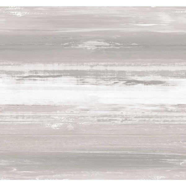 Seabrook Designs 60.75 sq. ft. Metallic Grey Haze Horizontal Watercolor Paper Unpasted Wallpaper Roll