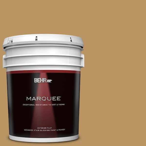 BEHR MARQUEE 5 gal. #S300-5 Spiced Mustard Flat Exterior Paint & Primer