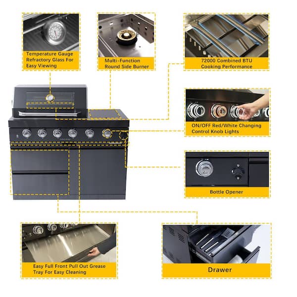 Daheat 46 in. 4-Burner 72000 BTU Propane Gas Grill Island Outdoor 