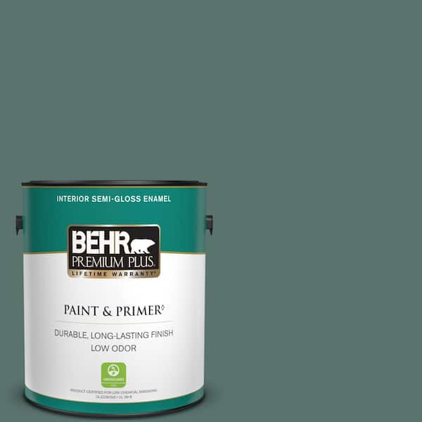 BEHR PREMIUM PLUS 1 gal. Home Decorators Collection #HDC-WR16-04 Noble Fir Semi-Gloss Enamel Low Odor Interior Paint & Primer