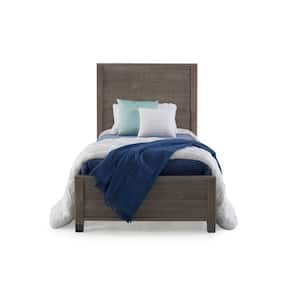 Baja Rustic Grey Twin Size Panel Headboard Platform Bed