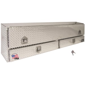 88 in. Diamond Tread Aluminum Top Mount Contractor Truck Tool Box with 2-Drawers