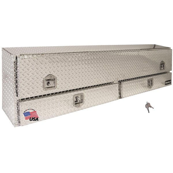 88 in. Diamond Tread Aluminum Top Mount Contractor Truck Tool Box with 2-Drawers