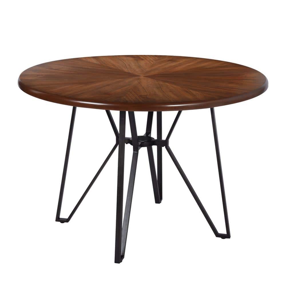 Homy Casa Irizo 44.9 in. Brown Round Wood Dining Table(Seat 4) IRIZO The Home Depot