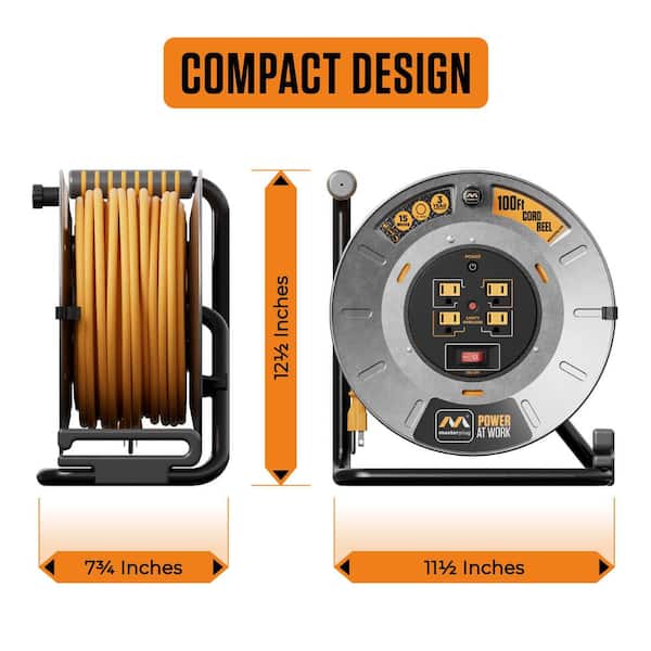 Masterplug Open Reel 100 ft. 12 AWG/3 15amp Extension Cord