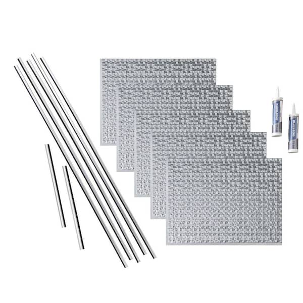 Fasade Terrain 18 in. x 24 in. Argent Silver Vinyl Decorative Wall Tile Backsplash 15 sq. ft. Kit