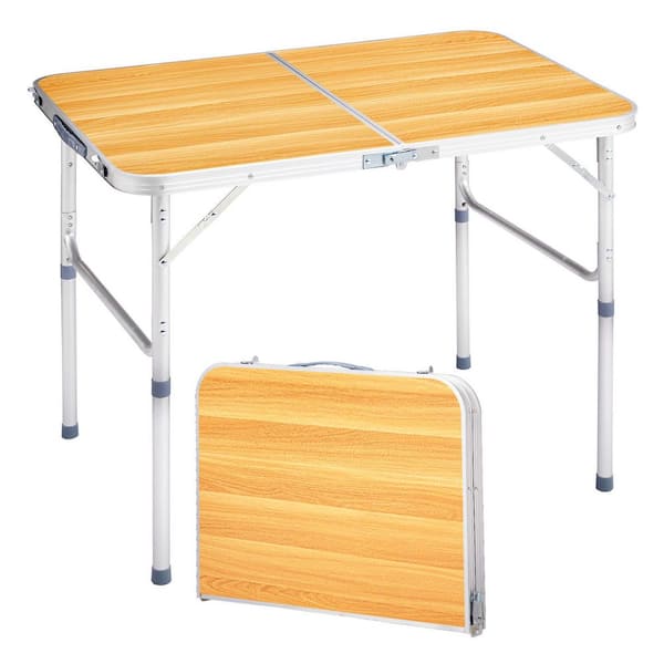 35 in. Brown Rectangle Aluminum Picnic Tables Seating Capacity 2 without Umbrella Hole