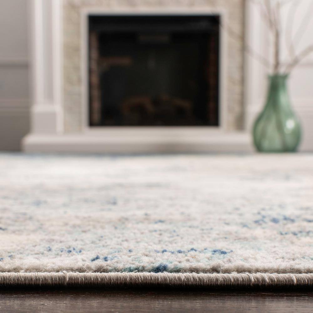 Brentwood Light Grey and Blue Synthetic Square Area Rug