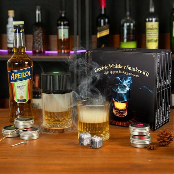 Lynzavix Clear Glass Electric Cocktail Smoker Kit with LED Lights