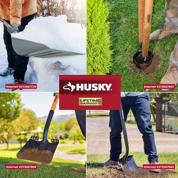 Husky 47 in. L Wood Handle Carbon Steel Post Hole Digger with Grip