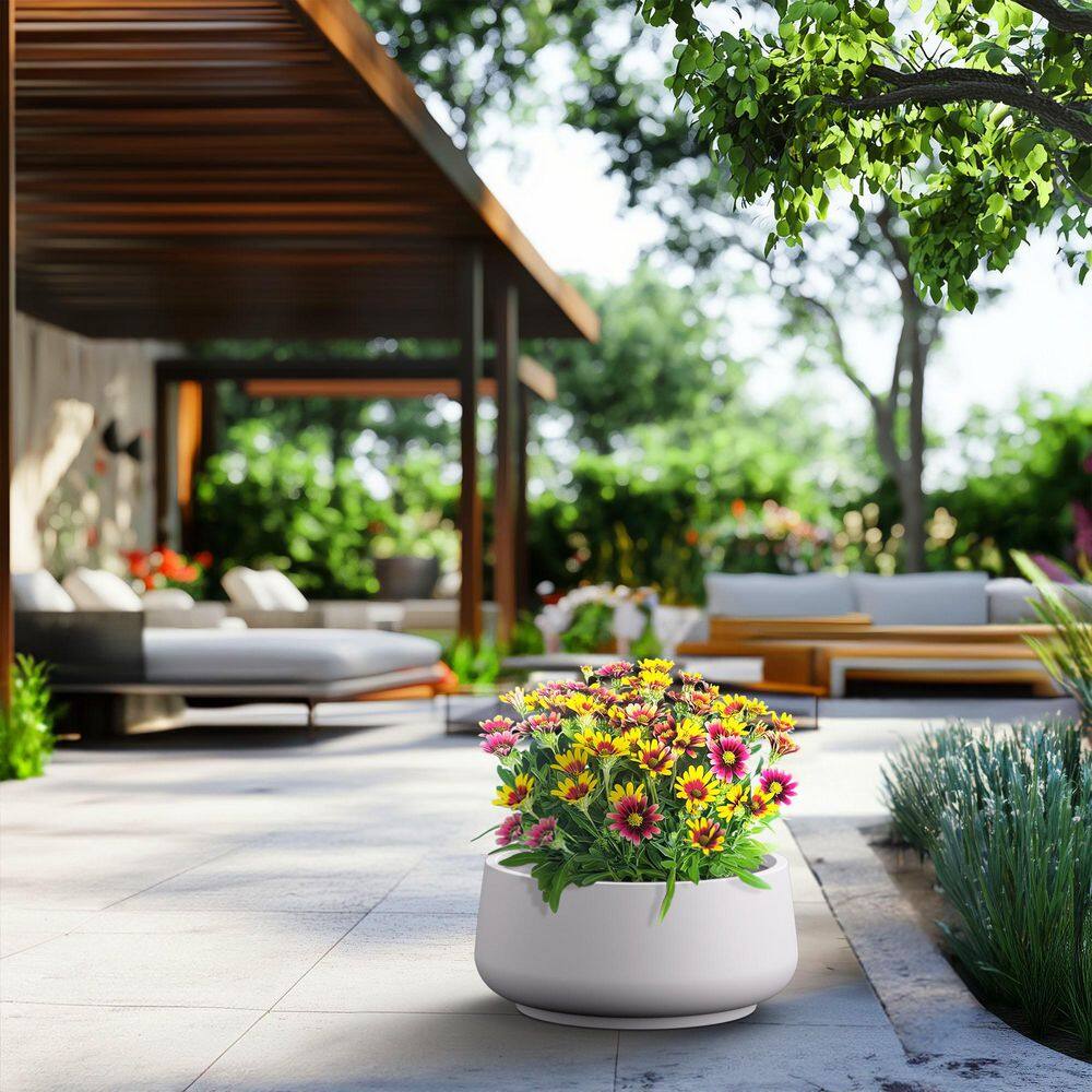 17.5 in. Medium Crisp White(Enhanced Core) Concrete Round planter / Pot with Drainage Holes price history on PriceWatchPro