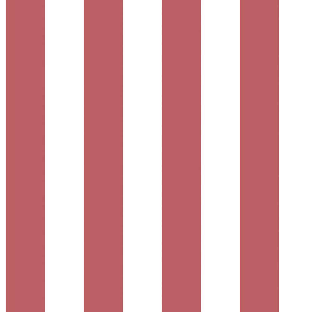 Traditional Awning Stripe Red/White Matte Finish Vinyl on Non-Woven Non-Pas