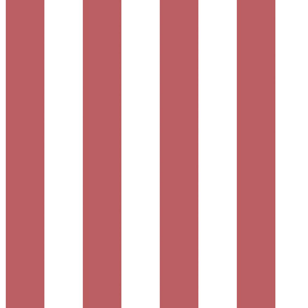 Traditional Awning Stripe Red/White Matte Finish Vinyl on Non-Woven Non-Pas