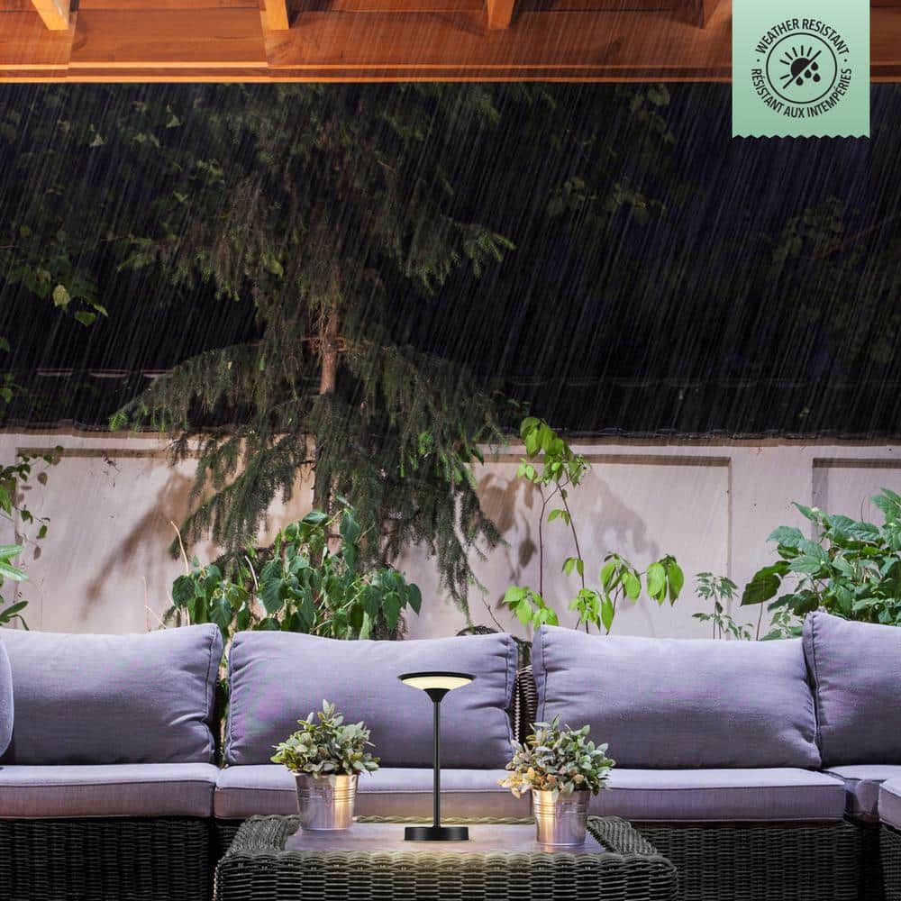 Matte Black Outdoor LED Table Lamp with Touch Switch