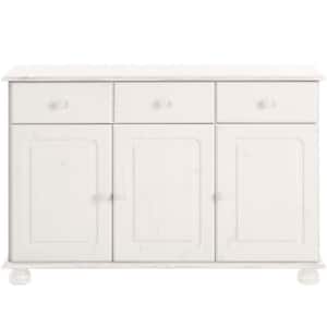 Chester White/Lacquer Wood 47in W Sideboard with 3 Doors and 2 Drawers