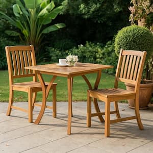 Olen Brown Square Wood Outdoor Dining Table