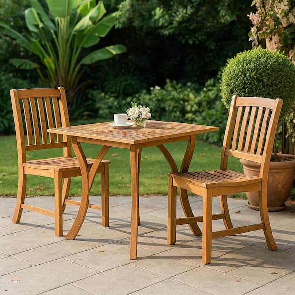 Olen Brown Square Wood Outdoor Dining Table