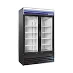 29 cu. ft. Commercial Double Door Merchandiser Freezerless Refrigerator in Black