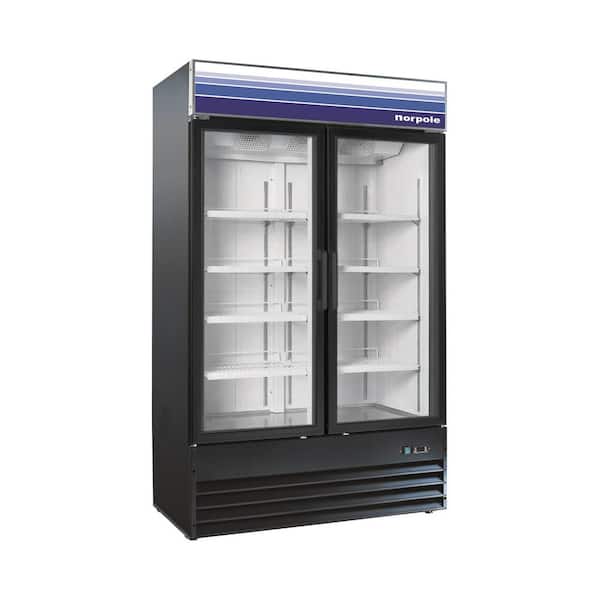Norpole 29 cu. ft. Commercial Double Door Merchandiser Freezerless Refrigerator in Black