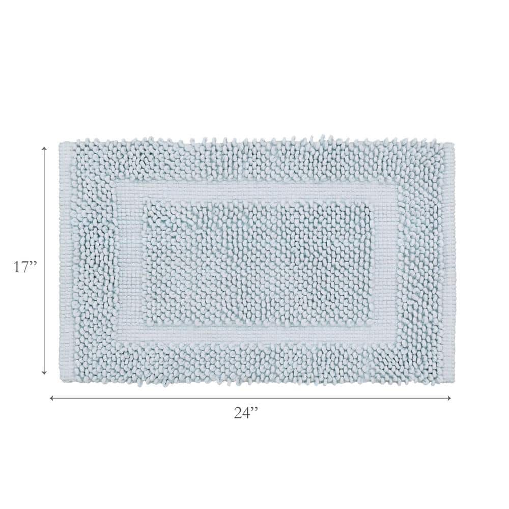 Pale Blue Cotton Chenille Non-Slip Bath Mat 17" x 24"