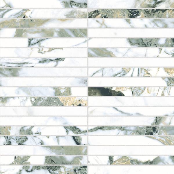 Touche Brick Stacked Jade 12 in. x 12 in. Porcelain Floor and Wall Mosaic Tile (8.82 sq. ft./Case)