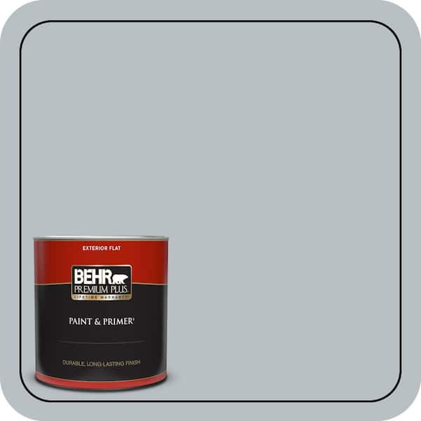 BEHR PREMIUM PLUS 1 qt. #750E-3 Skyline Steel Flat Exterior Paint & Primer