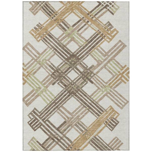 Chantille Machine Washable Indoor/Outdoor Abstract ACN2452 Ivory 8 ft. x 10 ft. Area Rug