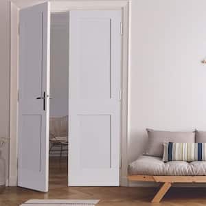 48 in. x 80 in. Craftsman Primed Left-Handed Wood MDF Solid Core Double Prehung Interior Door