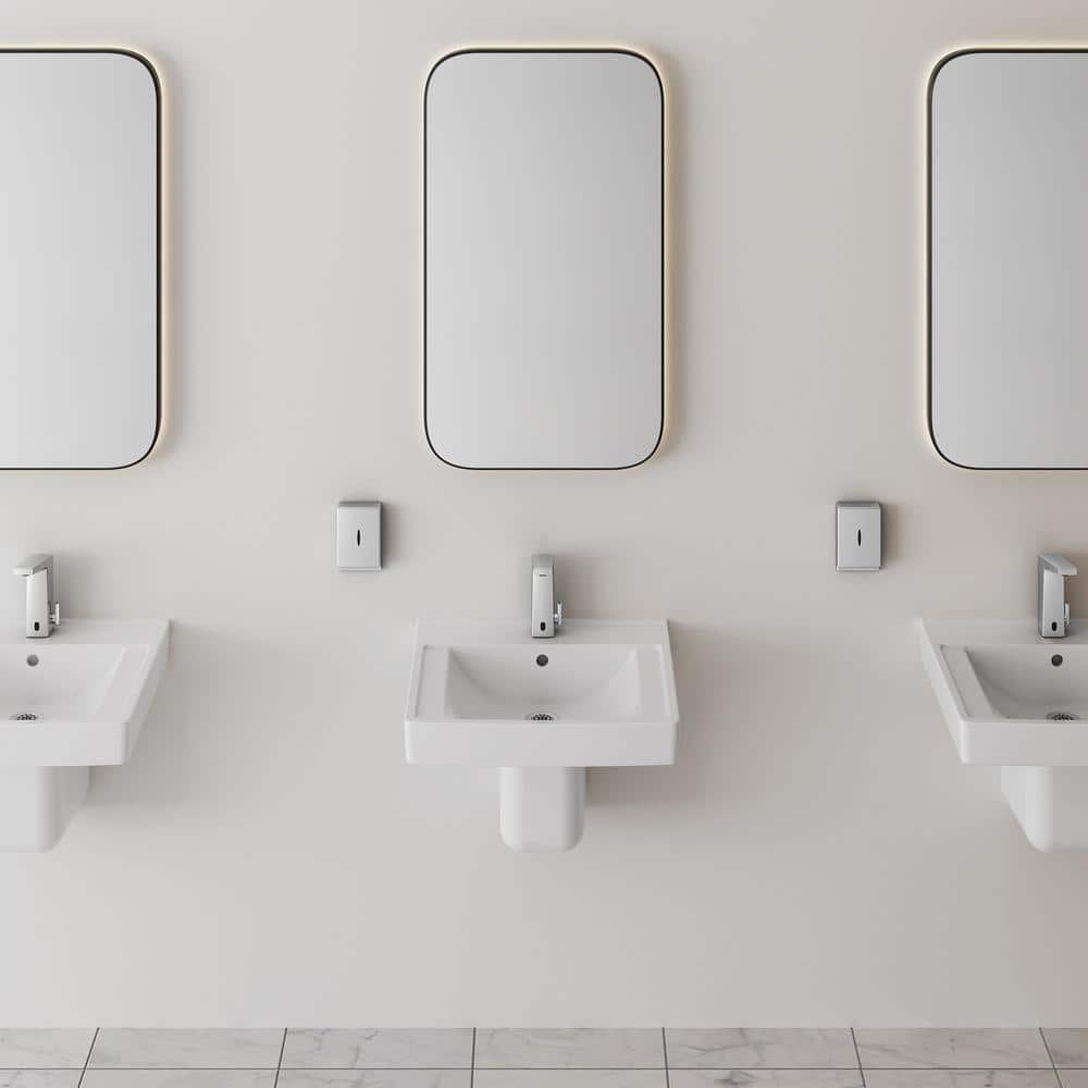 White Ceramic Wall-Mounted Rectangular Bathroom Sink