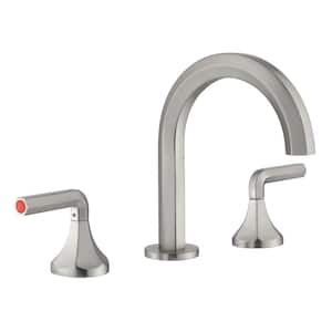 8 in. Widespread Double Handle Bathroom Faucet in Brushed Nickel?Valve Included?