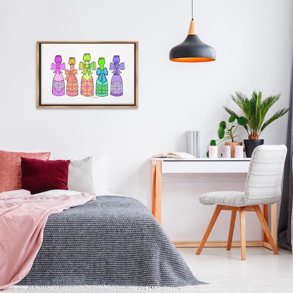 Patterned Drink Bottles by Katie Conley Brown Floater Frame Food Graphic Art Print 21 in. x 31 in.