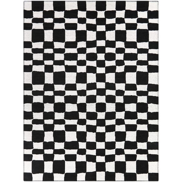 Straker Black 7 ft. 10 in. x 10 ft. Checkered Area Rug