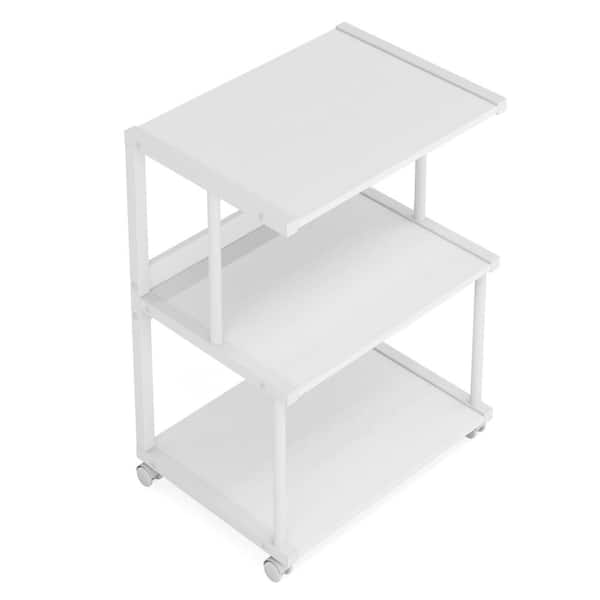 BYBLIGHT Bernise White 19.69 in. W 3-Shelf Printer Stand with Storage ...