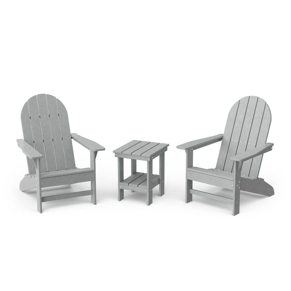 Freedom Light Gray HDPE Plastic Traditional Outdoor Adirondack Chair with Side Table (2-Pack) price history on PriceWatchPro