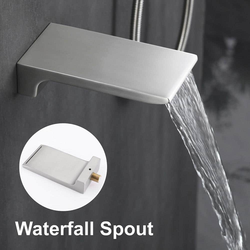 Brushed Nickel 10" Rain Shower Faucet Set with Handheld