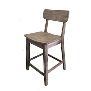 18.5 in. H Gray Curved Seat Low Back Wooden Frame Counter Stool with Cut Out Backrest