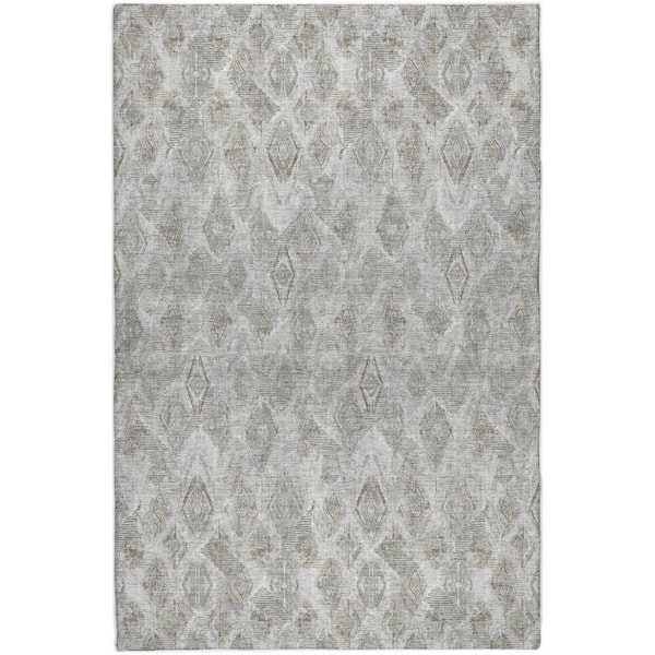 Dream Shag Premium Machine Washable Abstract ADS622 Silver 9 ft. x 12 ft. Area Rug