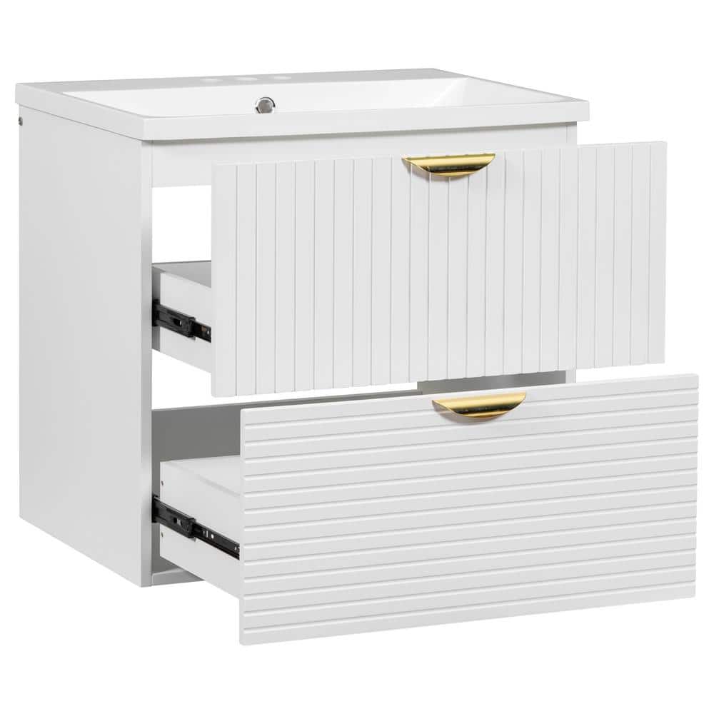 18 in. W x 24 in. D x 23 in. H Single Sink Floating Bath Vanity in White wi