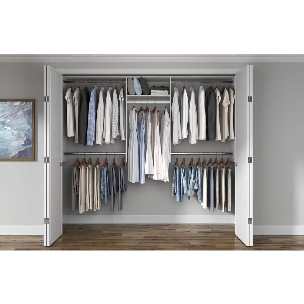 Closet Evolution Basic Hanging 60 in. W - 96 in. W White Wood Closet ...