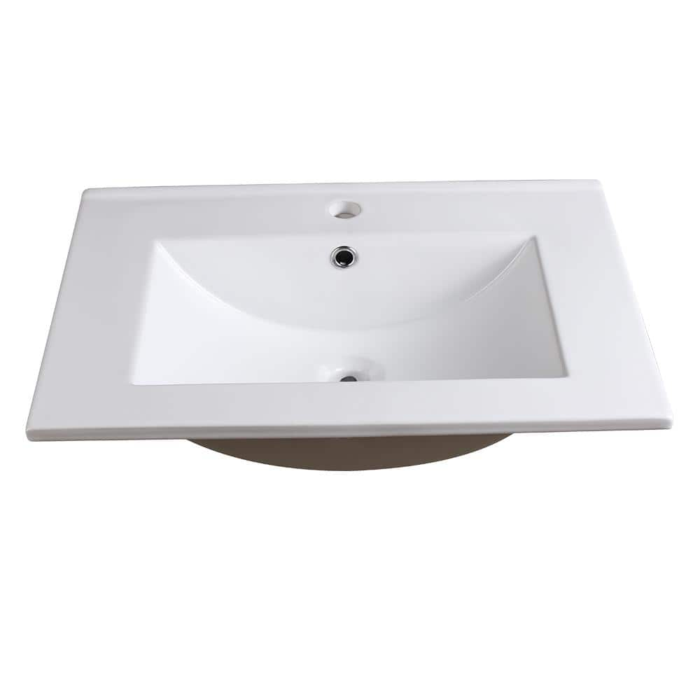 Fresca Allier 24 In Drop In Ceramic Bathroom Sink In White With Integrated Bowl Fvs8125wh The Home Depot