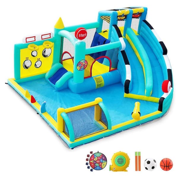 14 x 13 x 7 ft. Bounce House Water Slide, Basketball, Pool, Sprinkler, Football, Rings, Water Guns, 550W Blower, 1 Pack
