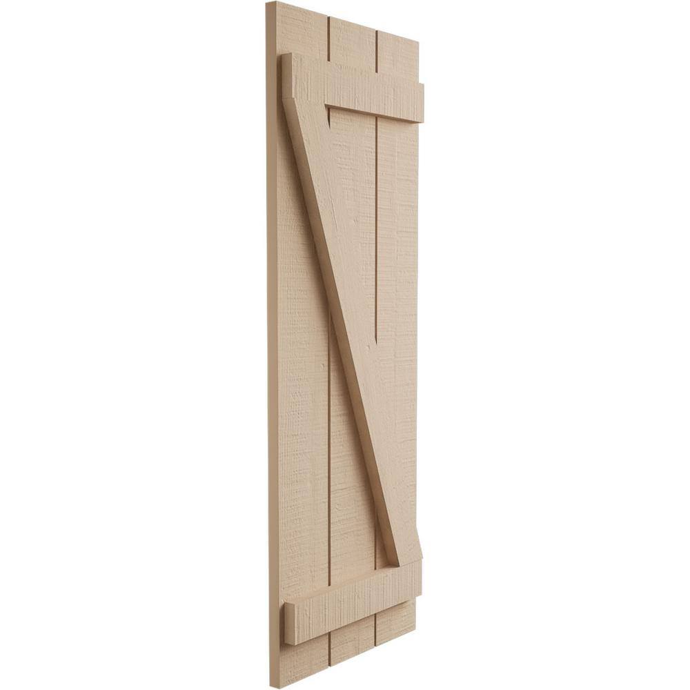 Rustic Tan Faux Wood Board-n-Batten Shutters, 90'' Height
