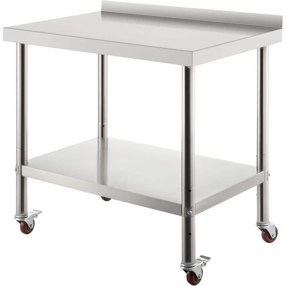 Stainless Steel Kitchen Prep Table 30 x 24 x 35 in. Heavy Duty Metal Worktable with Adjustable Undershelf Utility Tables price history on PriceWatchPro