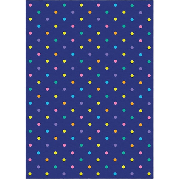 Well Woven Crayola Polka Dot Blue 6 ft. 7 in. x 9 ft. 3 in. Area Rug
