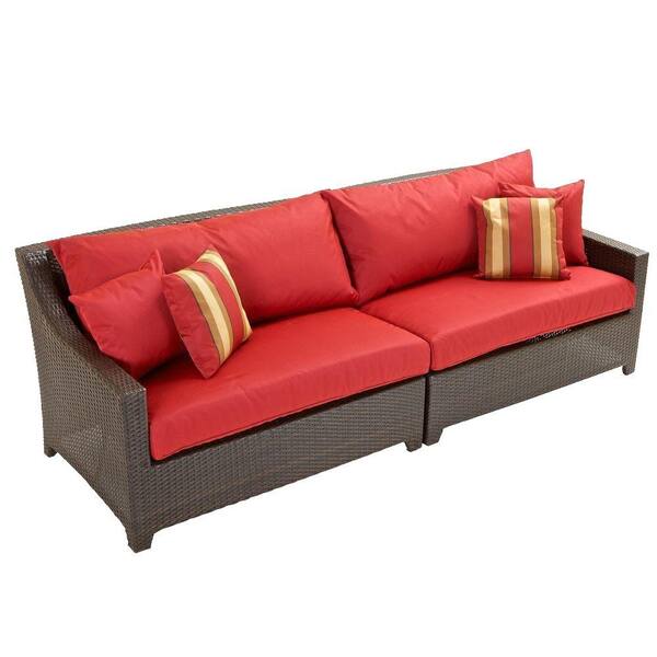 RST Brands Deco Patio Sofa with Cantina Red Cushions