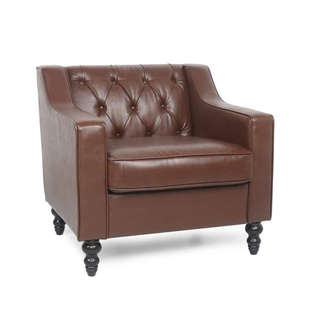 Derudder Dark Brown Tufted Club Chair -  Noble House, 106037