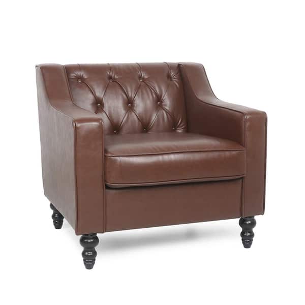 Derudder Dark Brown Tufted Club Chair